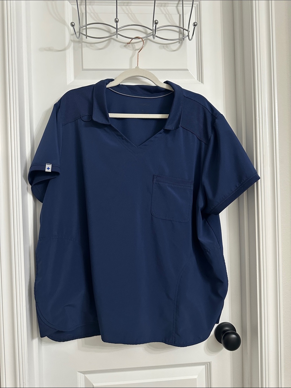 Scrubstar Women's Navy V-Neck Pocket Polo Top
